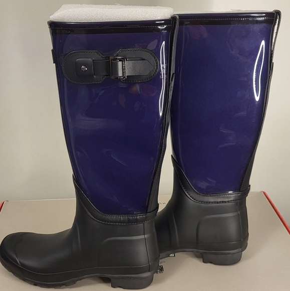 HUNTER Original Tall Clear Leg Rain Boots Midnight - Picture 1 of 7
